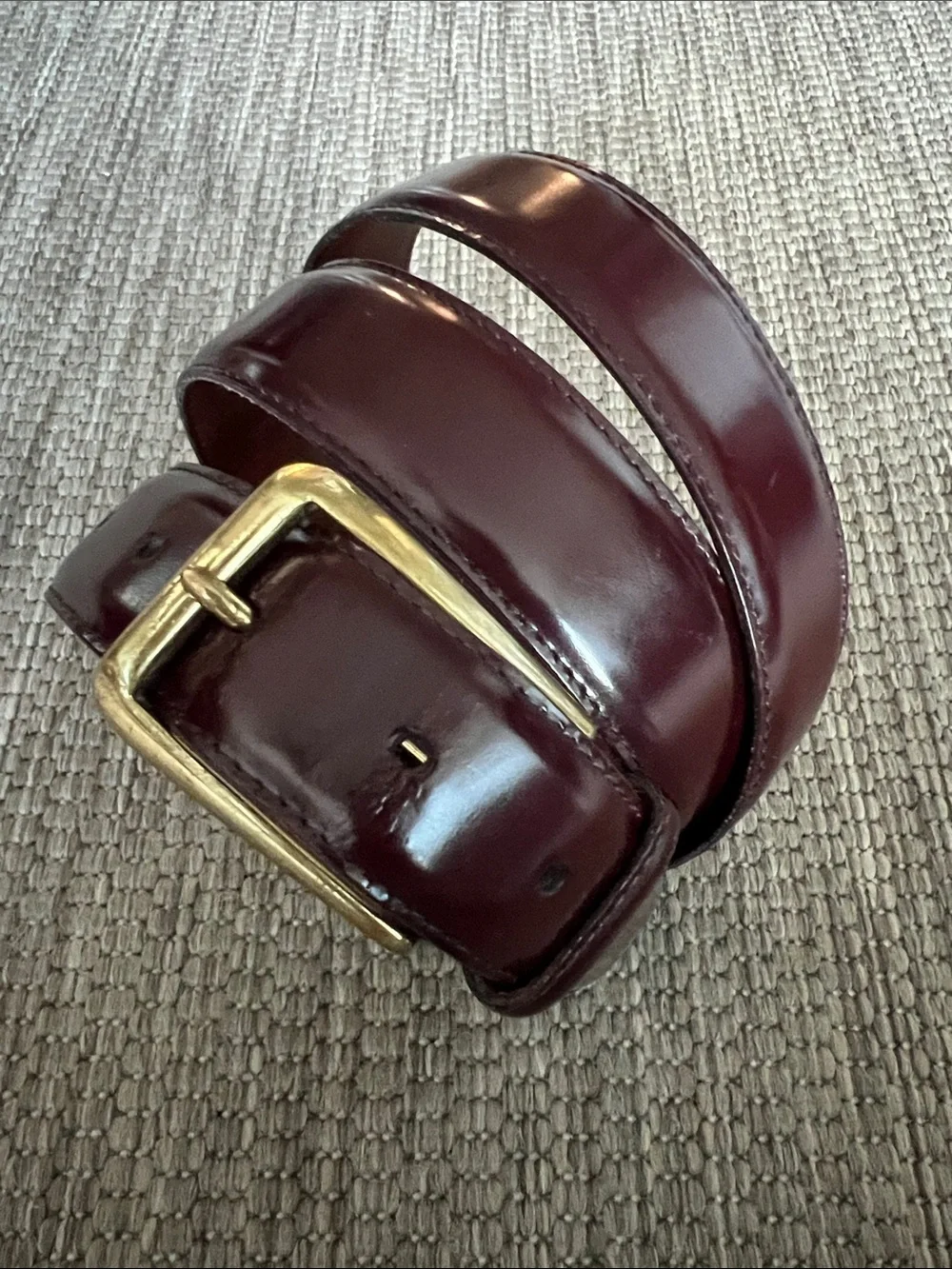 COACH Men’s Burgundy Leather and Brass Polished Cowhide #3931 Belt size 42